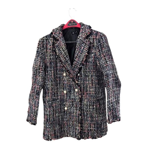 Tweed Blazer with Pearl Buttons – Size Large - Picture 2 of 4